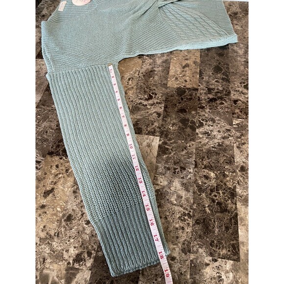 Full Circle Women's Long Sleeve Shirt XL Green V-Neck Knit Top Pullover - Picture 5 of 6